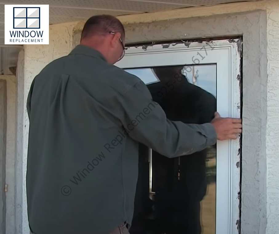 Window installation technician installing a new window at a Walnut Creek residence